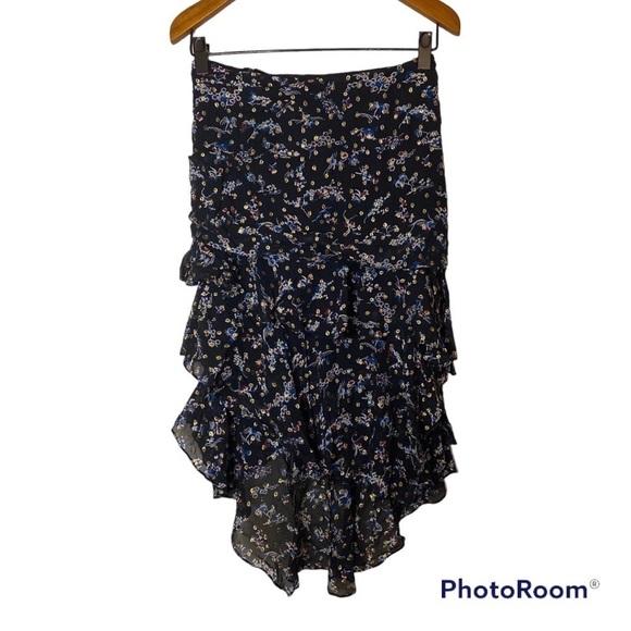 VERONICA BEARD Cella Silk Midi Skirt Floral Metallic - Picture 4 of 9